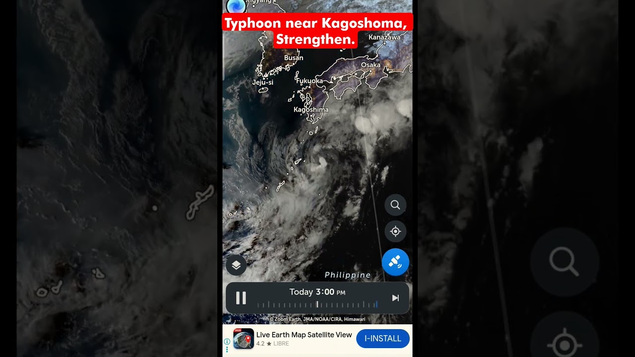 Typhoon near Japan. 