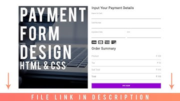 Payment Form Design With Using HTML & CSS  | How 2 Create ( File Link In Description )