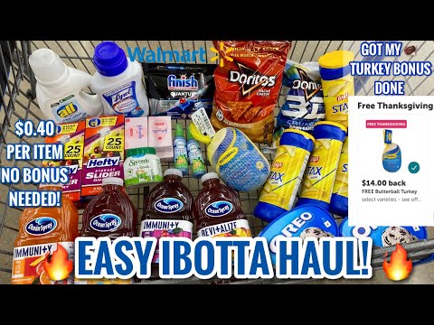 Walmart Ibotta Haul | Unlocking the FREE Turkey Bonus | $0.40 each per item! | Free & Cheap Deals