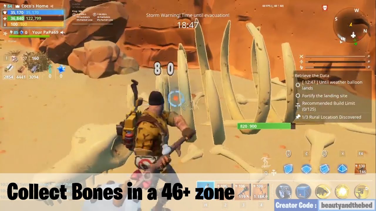 Fortnite วิธีเล่น The Bones Collector Collect Bones in a 46+ zone