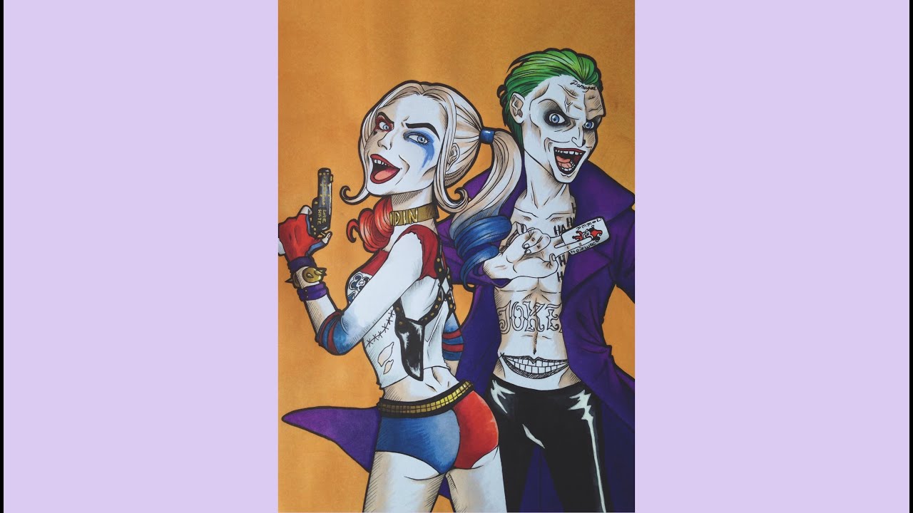 Drawing Harley Quinn And Joker Version Comic