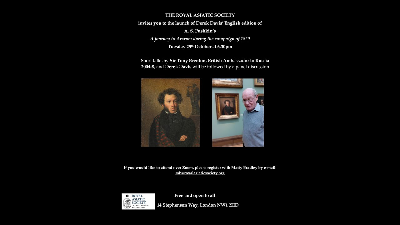 Launch of Derek Davis translation of Pushkin’s 'A Journey to Arzrum during the Campaign of 1829'