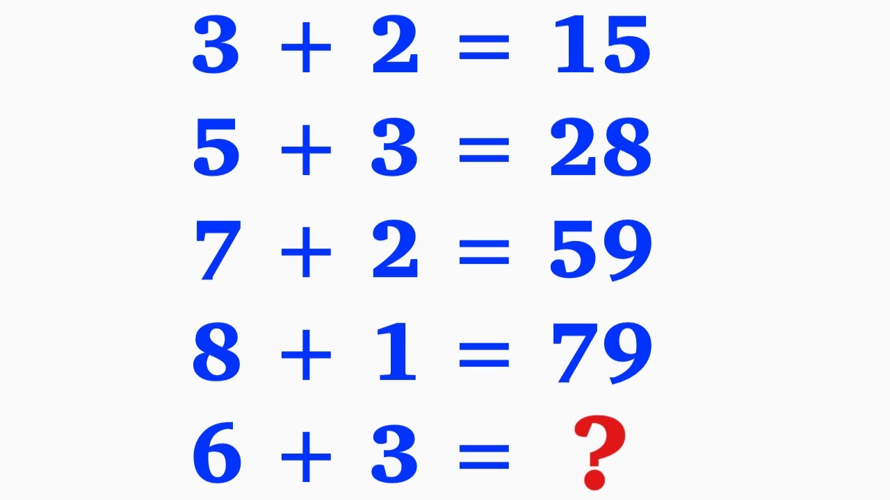 63 Math Problems 6 + 3 = | Math Puzzle 17 | How to solve Math Puzzle learn in this video ...