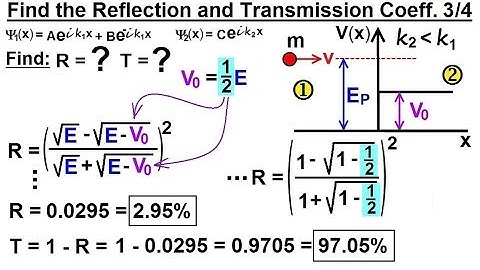 Physics - Ch 66 Ch 4 Quantum Mechanics: Schrodinger Eqn (73 of 92) R=? T=? V0=(1/2)E (Ex. 3 of 4)