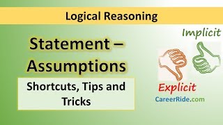 Statement and Assumptions  Tricks & Shortcuts for Placement tests, Job Interviews & Exams