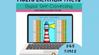 Multiplication Facts Practice | Self-Grading Digital Mystery Picture  | Google Classroom 2x & 5x