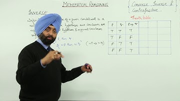 CBSE 11 MATH - MATHEMATICAL REASONING -  Inverse Truth TableConverse , Inverse & Contrapositive