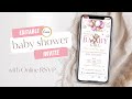 Pink Baby Shower Invite – Teddy Bear Balloons Canva Template + Digital RSVP #babyshower #shorts