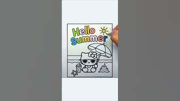 COLORING Hello Kitty at the Beach Scene in Reverse | Fun Art For Kids