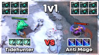 Level 30 Tidehunter vs Level 30 Anti Mage with 6x Skadi - Dota 2 1v1