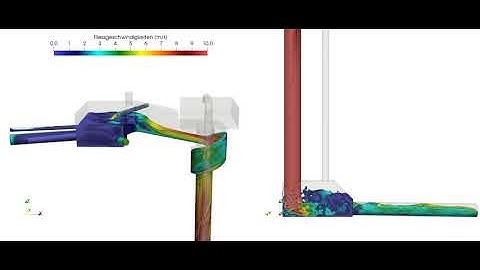 3D-CFD Simulation  of a connection pool with a vortext drop shaft + stilling basin