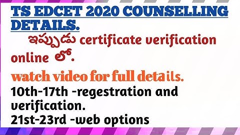 TS EDCET 2020 COUNSELLING and certificate verification