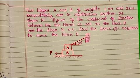 Two blocks A and B of weights 1KN and 2KN respectively are in equilibrium position as shown in the