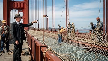 Building the Golden gate bridge, Chief Engineer joseph strauss demanded a safety Net installed