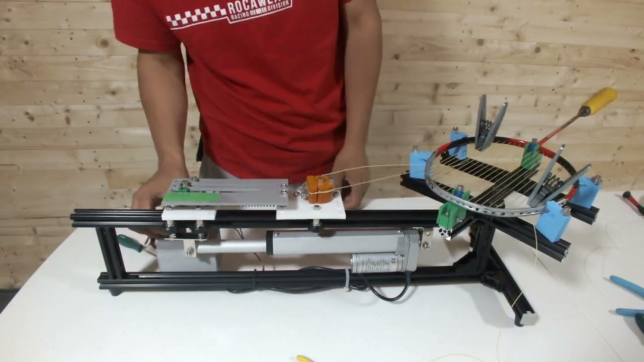 The KhordUino is a DIY badminton racquet stringing machine