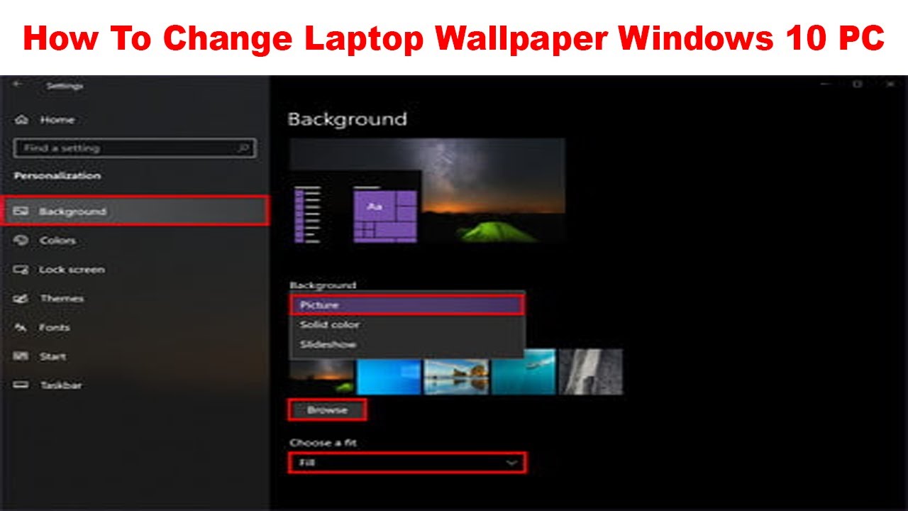 How To Change Laptop Wallpaper Windows 10 Pc Youtube