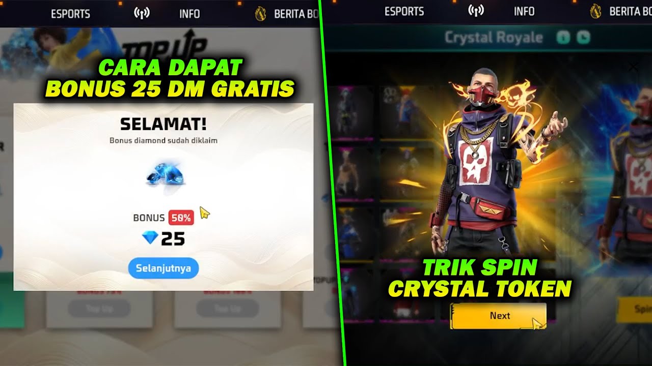 CARA MENDAPATKAN 25 DM GRATIS BONUS MINGGUAN FF !! MALAH