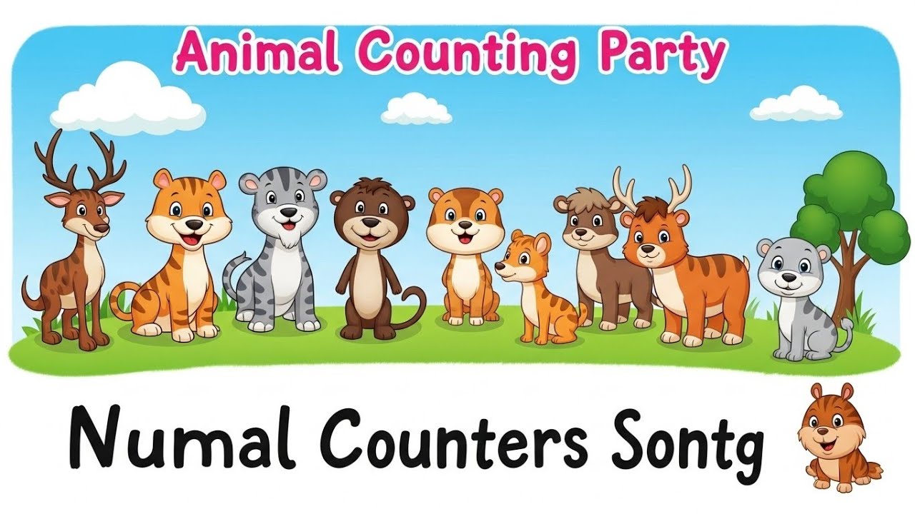 Animal Counting Party 🦁🐻🐰 | Fun Counting Song for Kids | Nursery Rhyme Adventure