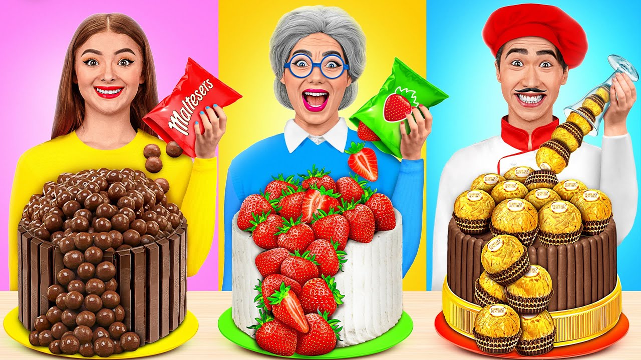 Me vs Grandma Cooking Challenge  Cake Decorating Challenge by Multi DO Smile