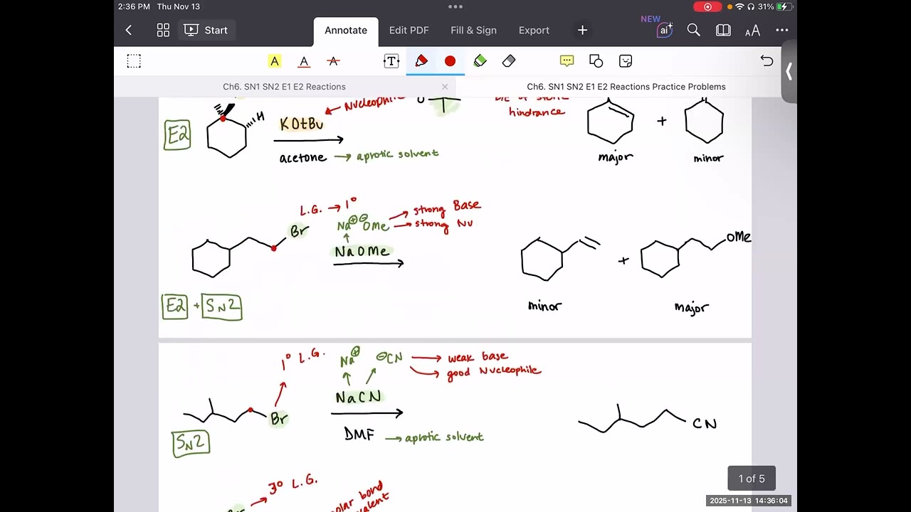 Ch6. SN1, SN2, E1, and E2 Practice Problems (Level 1)