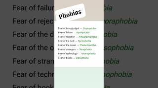 list of phobias...#learnenglish #vocabulary #phobia #trending #ytshorts