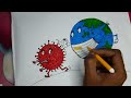 Coronavirus Drawing | Corona| Save earth from coronavirus | Take precautions during Covid 19 Poster