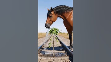 Horse saved the mango tree from drying up by watering it 😭 #ai #save #tree #horse#animals #shorts