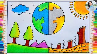 Save Environment Drawing | World Environment Day Drawing Easy | How to Draw Save Nature Drawing