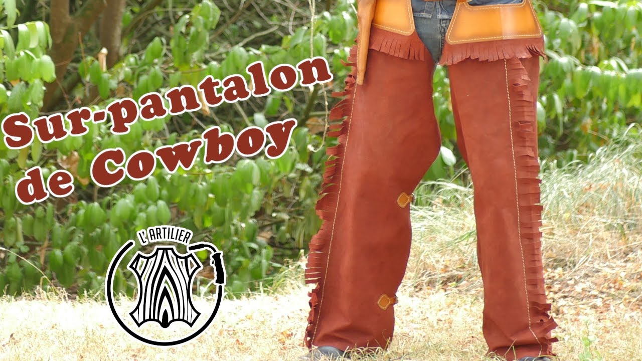 Ancien Chaps Cowboy Enfant – Cuir Et Franges – Tenue Western Vintage