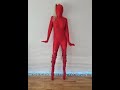 Dressed in a morphsuit 