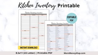 Kitchen Inventory Checklist Printable (PDF)