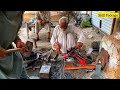 Experienced Old Blacksmithing Forged Axe Out of Rusted Iron Scrap || Forging Axe Out of Leaf Spring