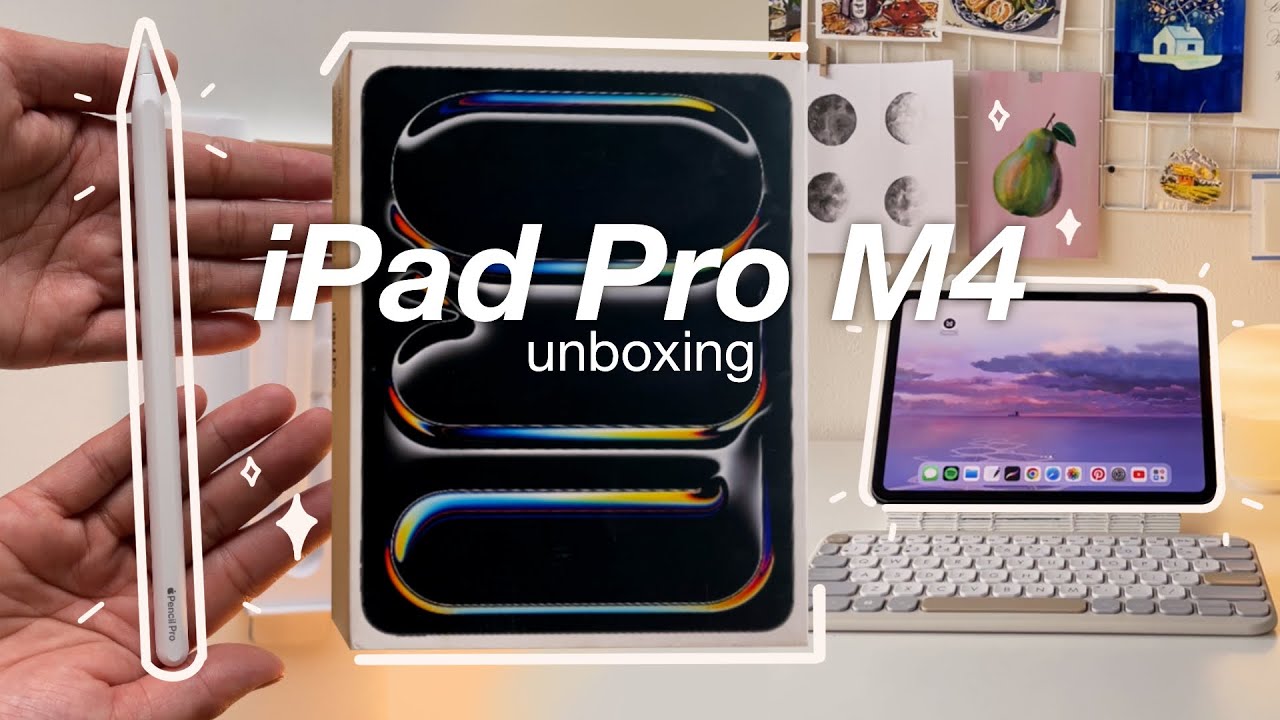NEW M4 11" iPad Pro aesthetic unboxing 📦| Apple Pencil Pro 🍎| ESR Paper ...