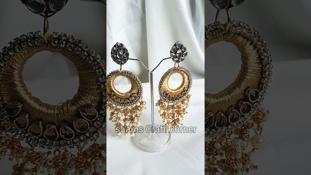 designer silkthread earrings | handmade earrings by shamscraftcorner