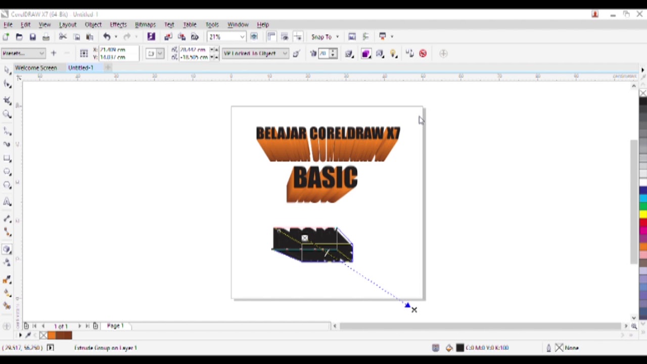 Tutorial CorelDraw X7 | Membuat Tulisan 3D dengan mudah 