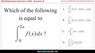 2020 HSC Maths Ext2 Q10 How to apply graph transformation techniques to integral expressions