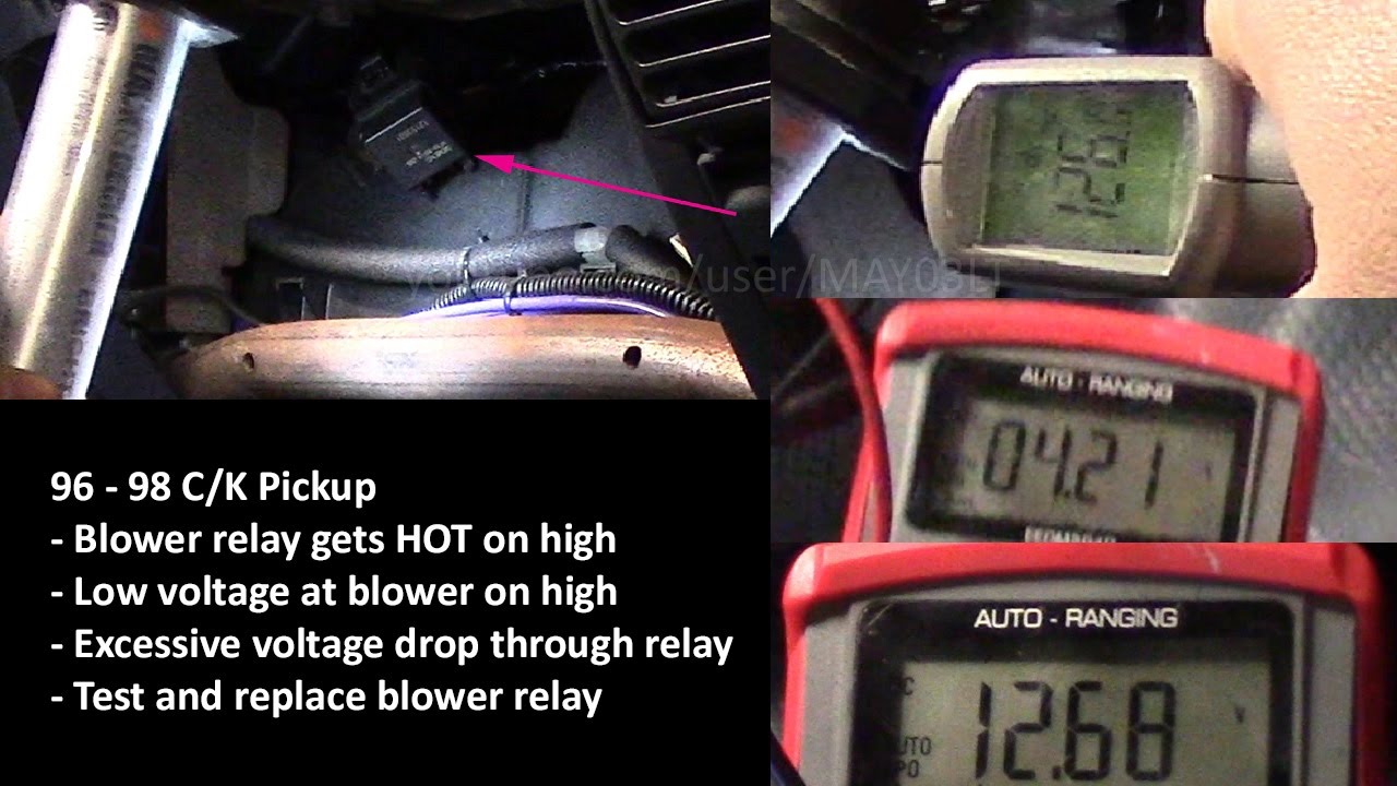 9698 Chevy C/K pickup Blower motor relay gets hot on high speed