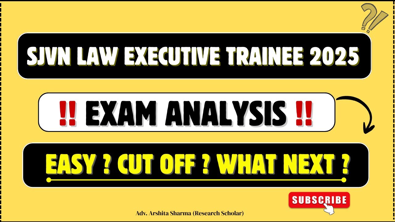 SJVN Law Executive Exam Analysis 2025 |Easy, Tough or Moderate?  Repeated Questions? 