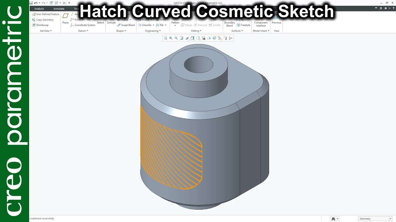 Simple Creo Drawing Sketch Hatch with simple drawing