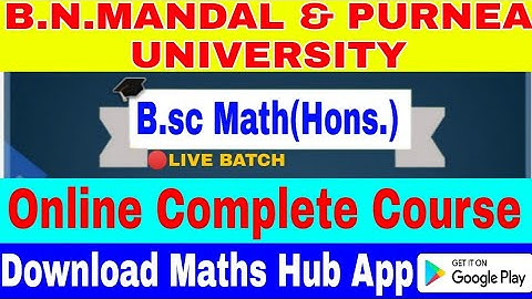 Online Live Classes | B.sc Math(Hons.) B.N.MANDAL & PURNEA UNIVERSITY || Complete Online Course