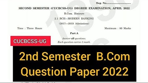 MODERN BANKING          |        2nd Semester  B.Com.  Question Paper  2022 #calicut #university