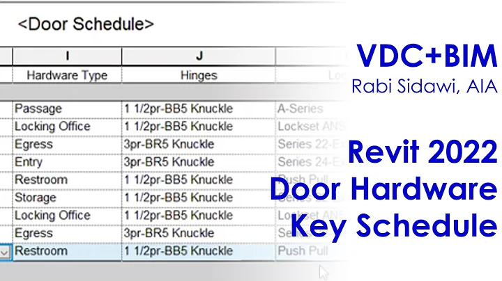 Revit 2022 Door Hardware Key Schedule 4K