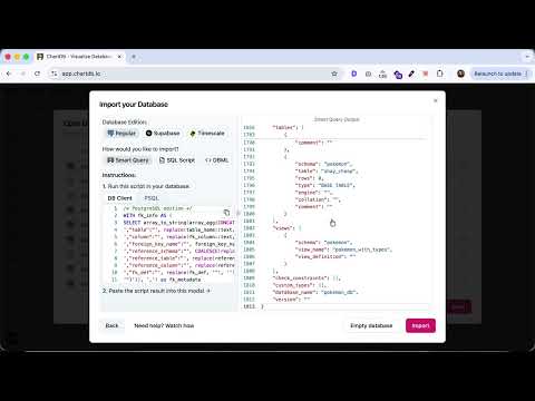 ChartDB Demo: Any Database Schema → ER Diagram in 30 Seconds share embed example