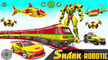 Shark Robot Transform Game 3D: Rhino & Train Robot Wars | Android iOS Gameplay
