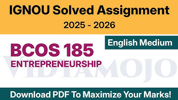 IGNOU BCOS 185 Solved Assignment 2025-26 English Medium PDF Download | Entrepreneurship