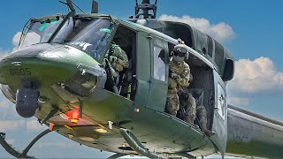 US UH-1N Twin Huey Medium Military Helicopter in Action