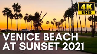 Venice Beach at Dusk - January 2021 - Virtual Walking Tour - Binaural Sound [4K]