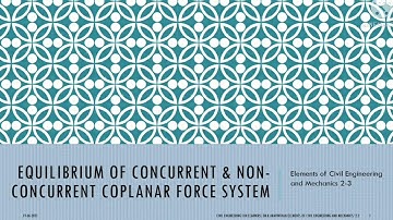 Equilibrium of Coplanar concurrent and non concurrent force systems 2-3|Sphere Concepts|ECEM|21CV14
