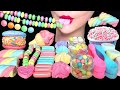 RAINBOW UNICORN POPULAR JELLY, MARSHMALLOW, EDIBLE SPOONS 무지개 먹방, 마시멜로우, 마카롱 MUKBANG EATING SOUNDS