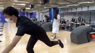 Karla strikes bowling